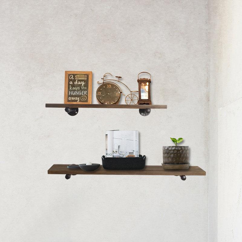 Wrought iron loft super personality retro American country industrial wind iron pipe log single partition perforated shelf