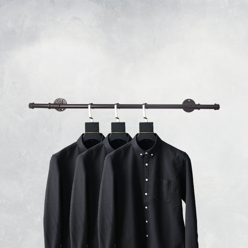 Wall-style children's clothing store displays personality pipe loft retro black punched display rack