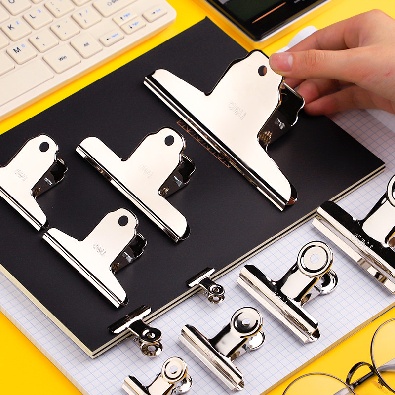 Deli large clip Stationery stainless steel clip Iron clip King size fixed strong painting clip Ticket clip Multi-function