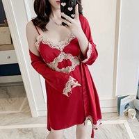 Пижама, бордовый банный халат