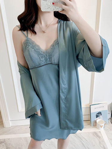 Сексуальная осенняя тонкая шелковая кружевная пижама, топ с чашечками, эффект подтяжки, с открытой спиной