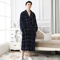 Mùa thu và mùa đông áo choàng flannel nam dày cộng với phân bón XL 200 pounds chất béo MM đồ ngủ nhung san hô áo ngủ đẹp