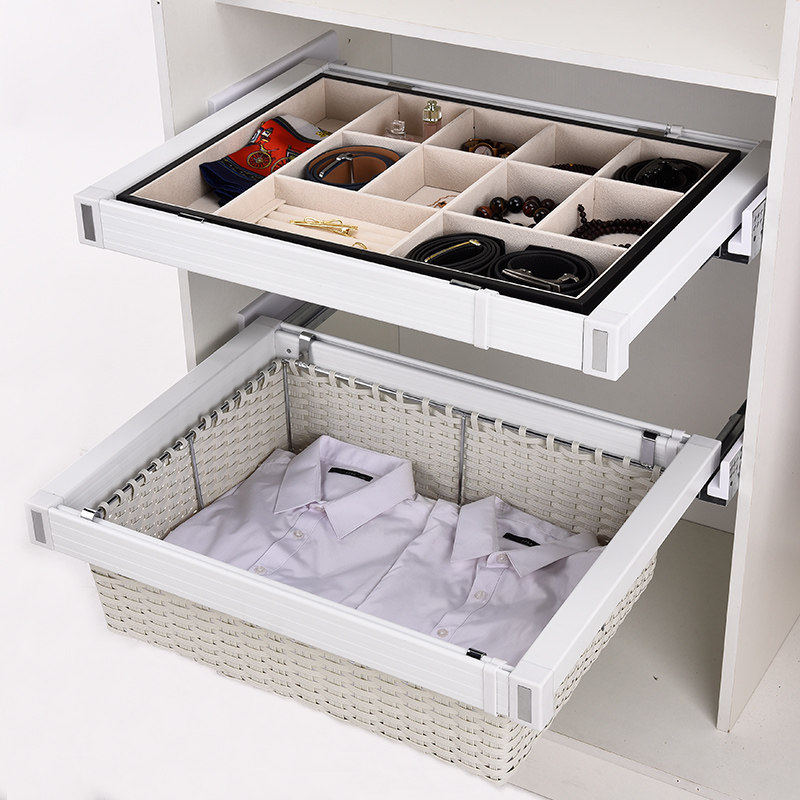 Frit Damping Wardrobe Pull Basket Multifunction Telescopic Pants Rack Cabinet Nevine Basket Storage Cloakroom Containing Basket Accessories