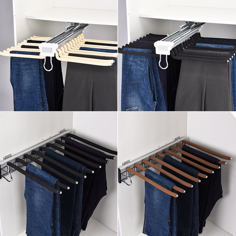 Pants Rack Telescopic Wardrobe Home Multifunction Pants Tv Hung Pants Rack Cabinet Inner Top Side Loading Drawing Pant Trousers Rack Five Gold Accessories