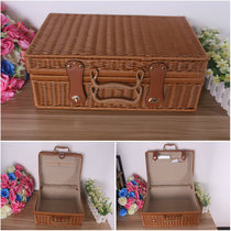 Hand-held vintage Willow rattan grass bamboo woven bag luggage box storage picnic basket cosmetic case prop case