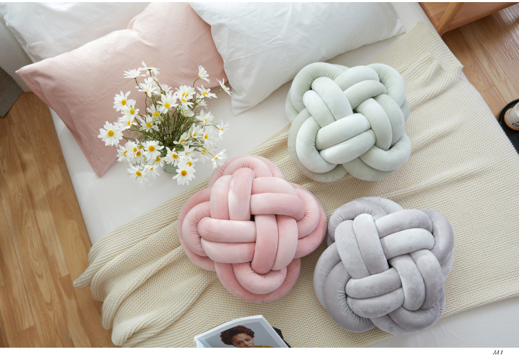 Đan mạch net red với Knot bóng thắt nút gối màu rắn gối sofa gối tay gối creative Bắc Âu cushion trang trí