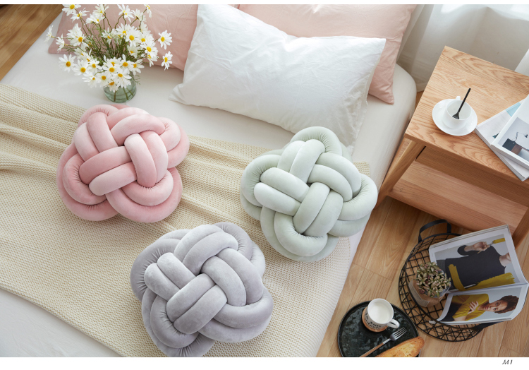 Đan mạch net red với Knot bóng thắt nút gối màu rắn gối sofa gối tay gối creative Bắc Âu cushion trang trí