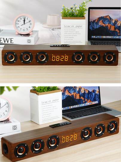 国立蓝牙音箱木质大音量4喇叭时钟闹钟收音机低音炮音响电脑音箱