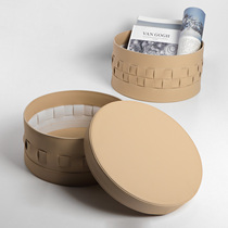 Modern simple model room cloakroom decoration storage box hotel dressing table display rack braided leather round storage box