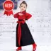 Trang phục cho bé gái Hanfu Trang phục trẻ em màu đỏ độc đoán Trang phục Hanfu của bé gái Trang phục Guzheng Wu x Xia Feng Guoxue Table - Trang phục