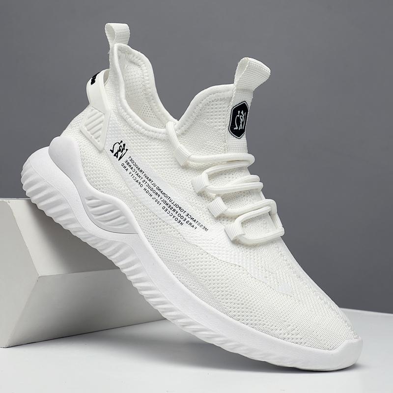 Hong Kong small white shoes men's shoes 2023 new breathable fly weaving mesh with leisure soft - sole running net shoes tide