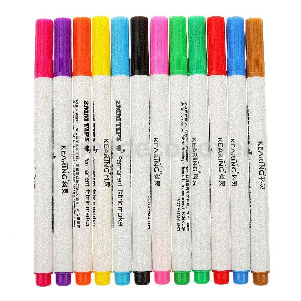 Felt Tip Paint Permanent Fabric Markers Pens for Cloth DIY C