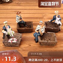 Light luxury high-end ashtray creative personality trend Household living room office large anti-fly ash ins wind ornaments