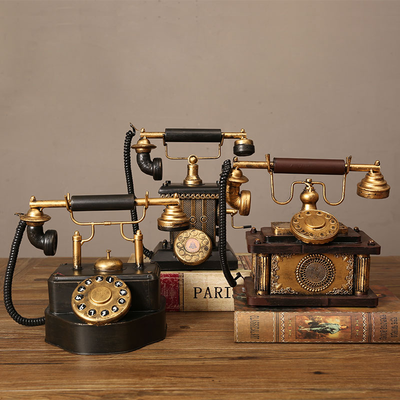Retro Old-fashioned Telephone Model Small Pendulum Pieces 80s Nostalgic Objects Home Decoration Items Photo Country Props