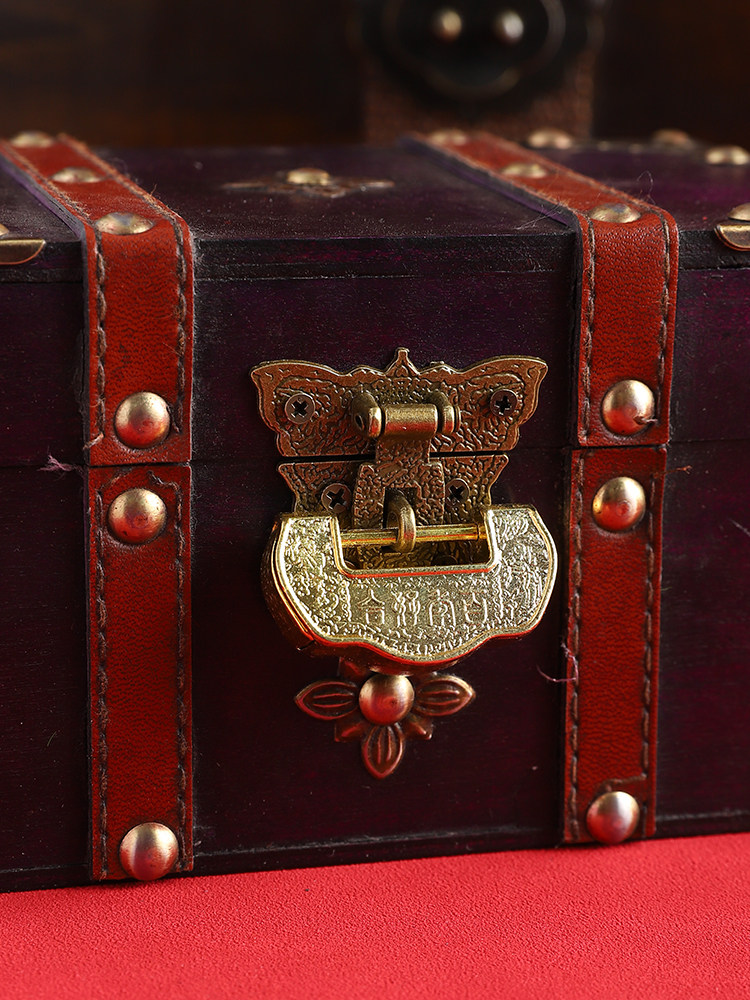 Antique Lock, Lock Buckle, Jewelry Wooden Box, Small Lock, Chinese Retro Mini Key, Ancient Lock, Combination Lock, Old-Fashioned Copper Lock