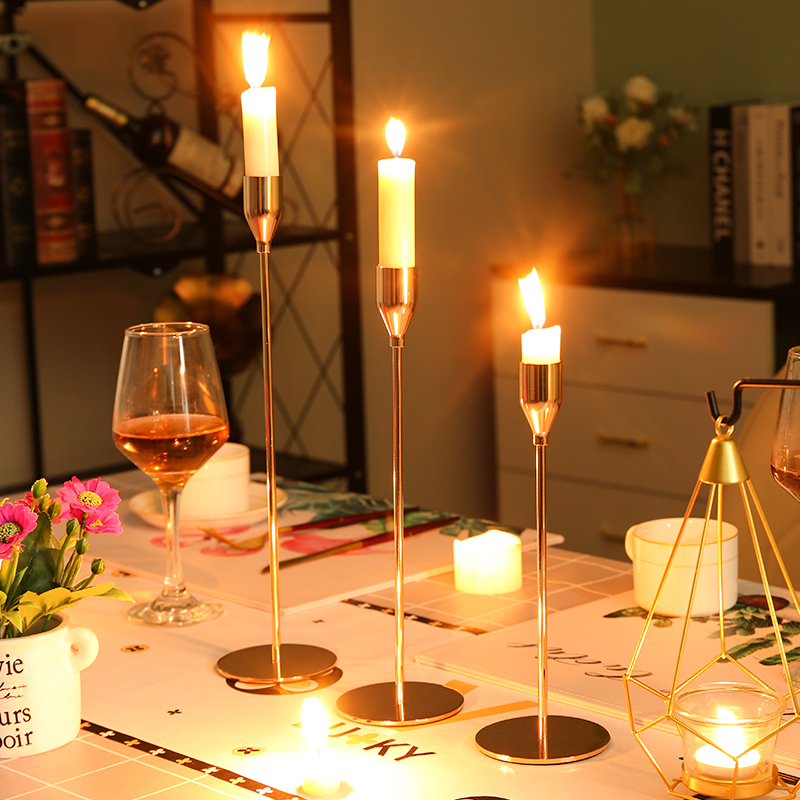 Ins light luxury style Nordic romantic atmosphere mood dining table candlelight dinner aromatherapy candle holder decoration metal ornaments