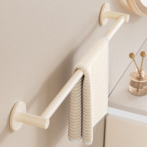 Milk white towel rack punch-free bathroom home bathroom single-layer towel hanging rod storage rack wall-mounted storage rack
