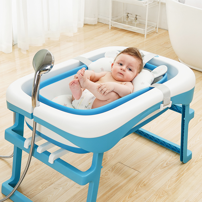 Toddler baby tub baby folding bath tub swimming tub can sit down children's tub Home freshman kid big number