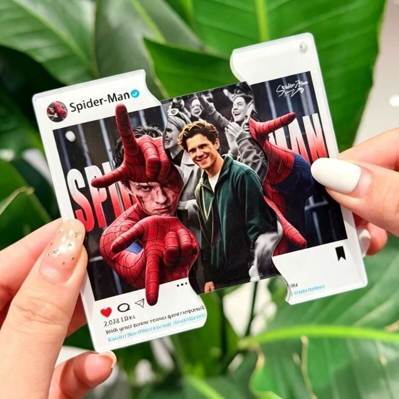 Spider-Man: into the Spider-Verse Movie Merchandise Trendy Creative Acrylic Keychain Student Backpack Pull-Out Pendant