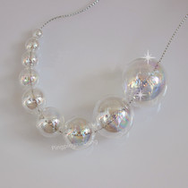 Double hole Mermaid Tears bubble hollow glass ball Net red earrings accessories dreamy color diy handmade products