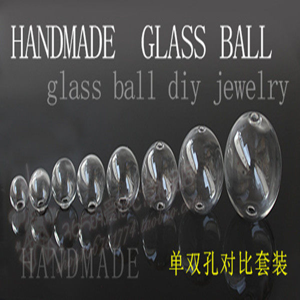 Double Hole Transparent Glass Ball Diy Handmade Accessories Decorations Earrings Item Chain Ball Manufacturer Direct size Multiple