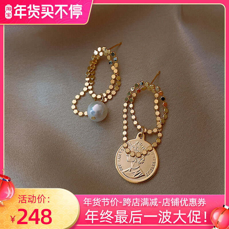 Hong Kong (Designer) RVY 2021 New Pearl Earrings Female Head Earrings Ear Needles Tide Luxury Retro