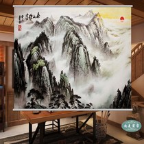 Custom Chinese painting Landscape ink painting Taishan majestic sunrise curtain roller curtain painting Study office shading shading beads