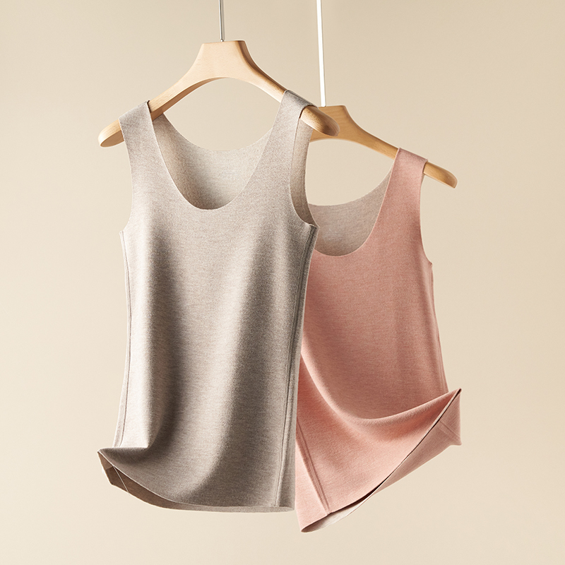 Derong Seamless Thermal Vest for Women, Winter Inner Wear, Fleece-Lined and Thickened, Self-Heating Inner Layer, Knitted Base Layer Top