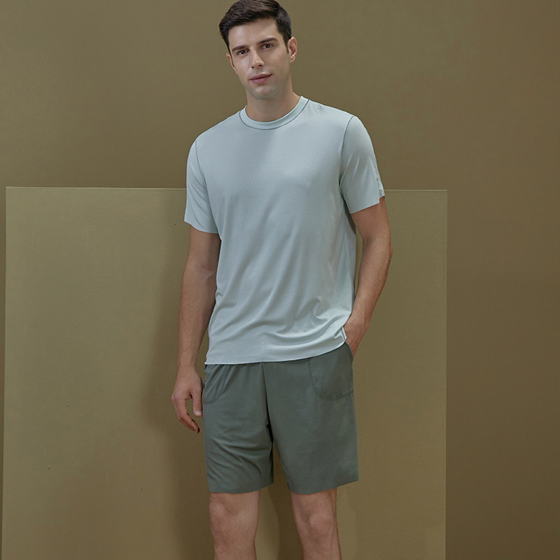 Men's Pajamas Short Sleeves Shorts Suit Summer Thin Ice Silk Home Clothing Can Go Out Casual Tide Summer Two Sets