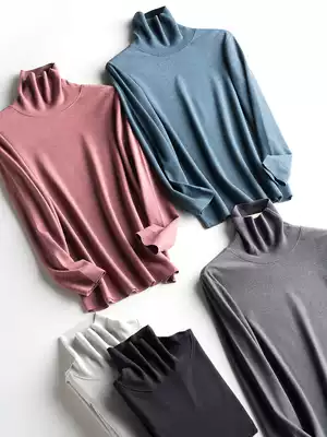 Turtleneck men's autumn clothes single-piece top German velvet seamless heating clothes plus velvet thickened bottoming shirt outer wear tide winter