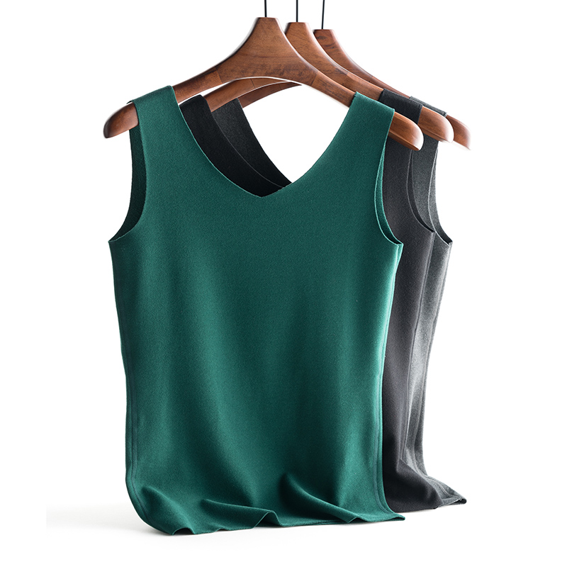 Incognito warm vest women's velvet thickened double-sided velvet De Velvet heating fiber sexy sleeveless knitted base shirt