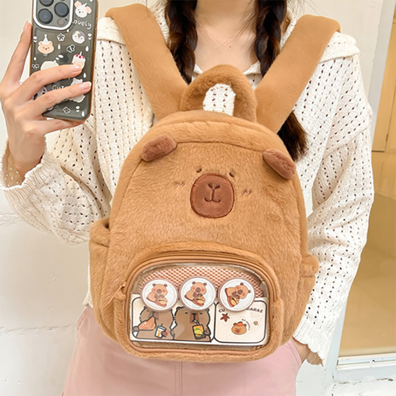 かわいいカピバラぬいぐるみ Cappy Bala 痛みバックパック女性の軽量旅行バックパック子供のお出かけ小さなスクールバッグ