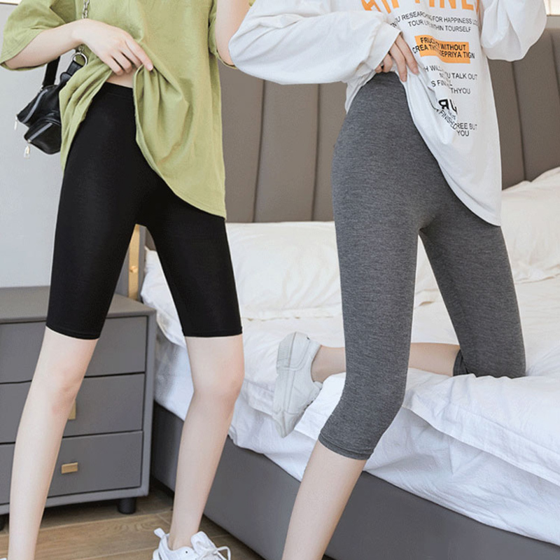 Women's Summer Thin Modal Capri Leggings, Plus Size, Tight-Fitting, Long, Anti-Exposure, Safety Sports Shorts