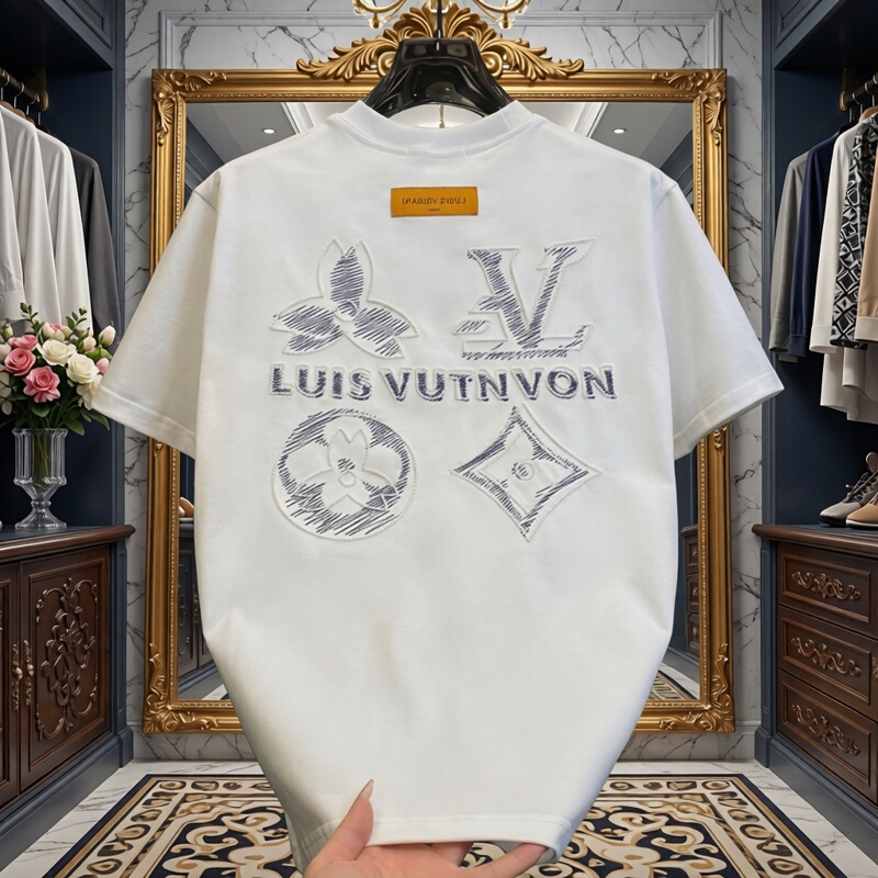 Directly Shipped from Hong Kong, Lv K Exclusive Store Men's Summer Branded High-Quality Replica European and American Fashion Shenzhen Nanyou High-End Light Luxury T-Shirt