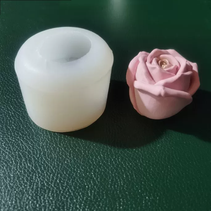 Three dimensional mold contains rose, acrylic ice cubes, handmade soap, aromatherapy, candle, 3D