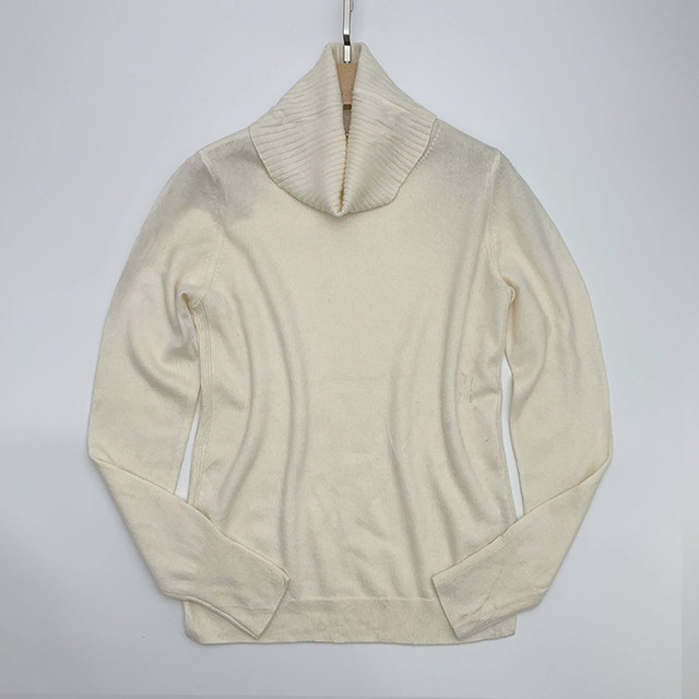 Cashmere Sweater ແມ່ຍິງ 100 ບໍລິສຸດ Cashmere Pile Collar Pullover ແຂນຍາວອົບອຸ່ນ 2023 ດູໃບໄມ້ລົ່ນແລະລະດູຫນາວໃຫມ່ commuing ຄໍສີຂາວ