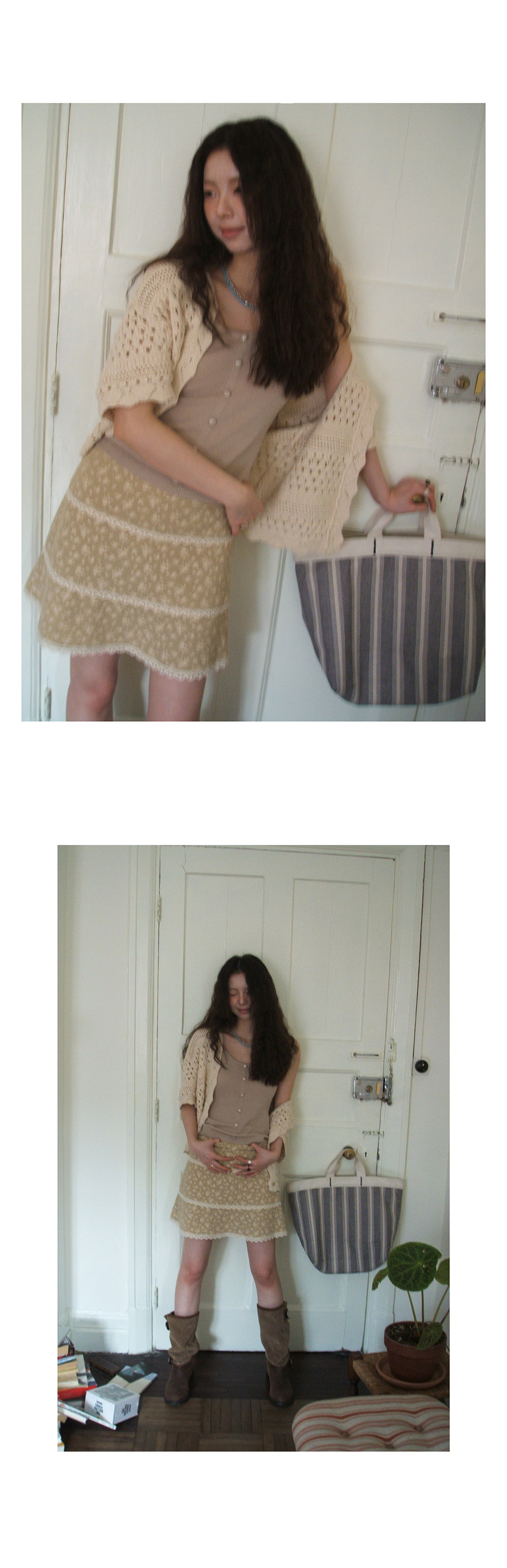 Hellooo Eat винтажная юбка-трапеция с цветочным принтом и кружевными вставками лето 2025