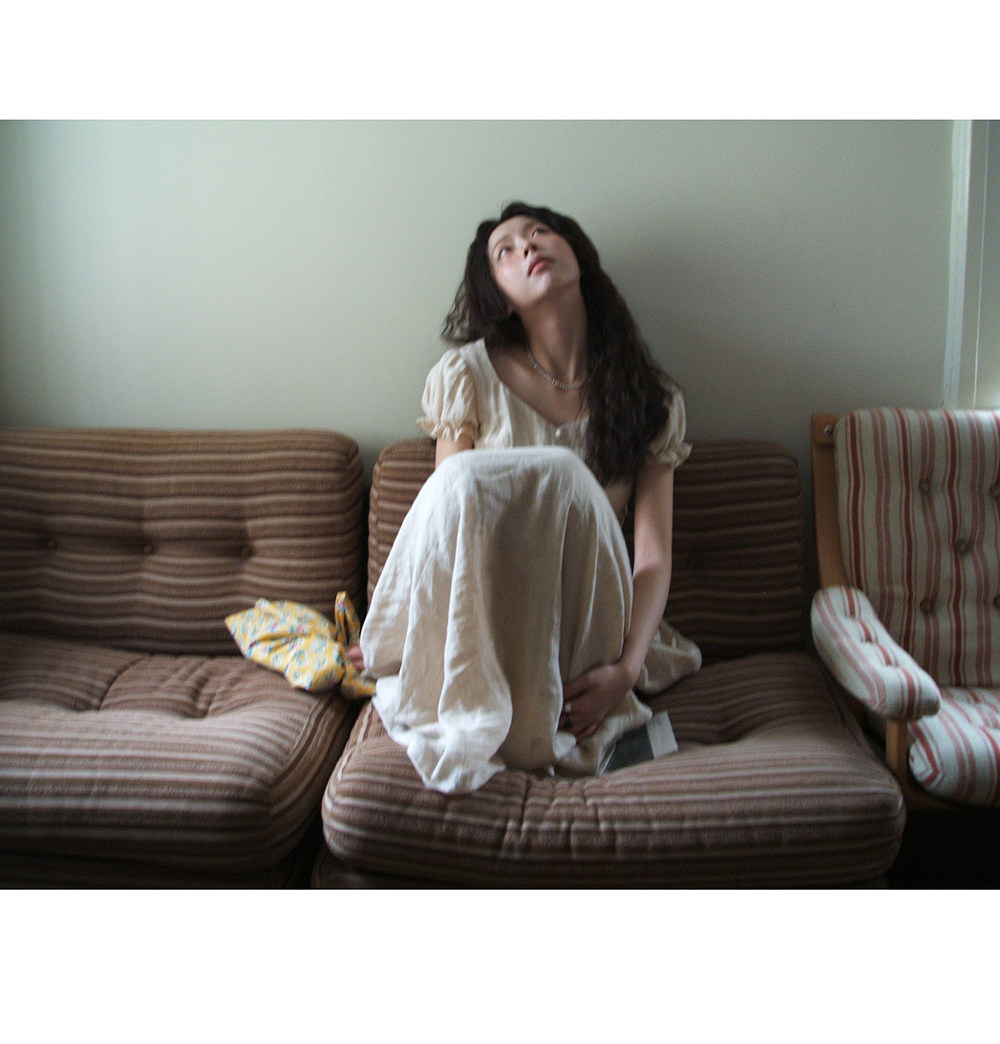 Hellooo Eat 100%亚麻气质吊带连衣裙2025夏季法式复古短袖中长裙