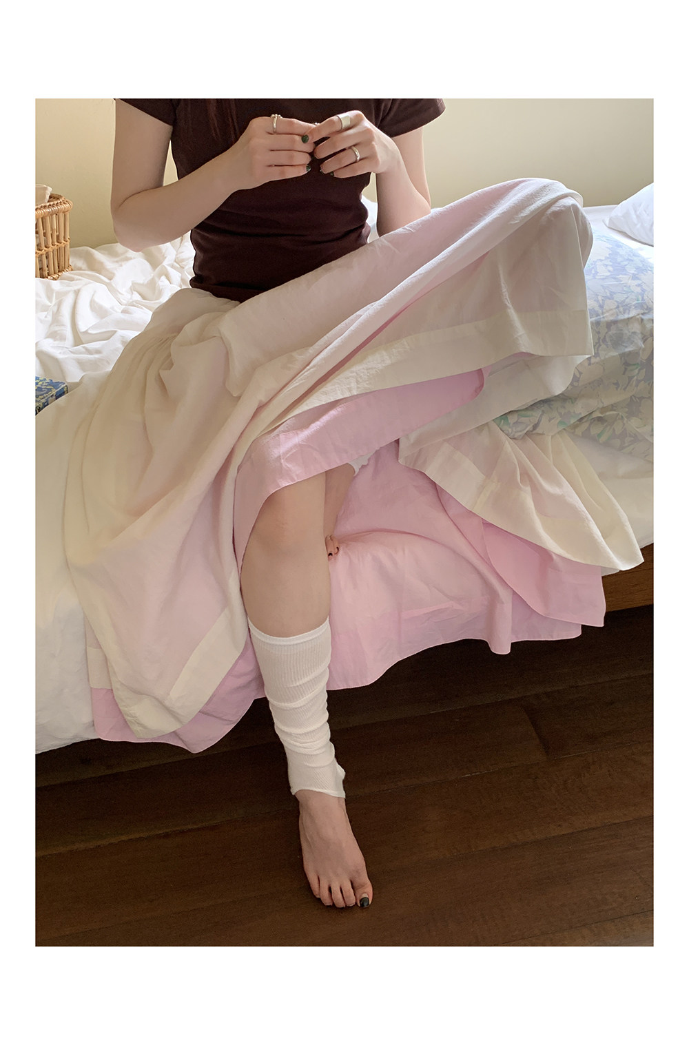 HelloooEat 100% длинноволокнистый хлопок мягкая двусторонняя юбка корейский стиль универсальная юбка средней длины