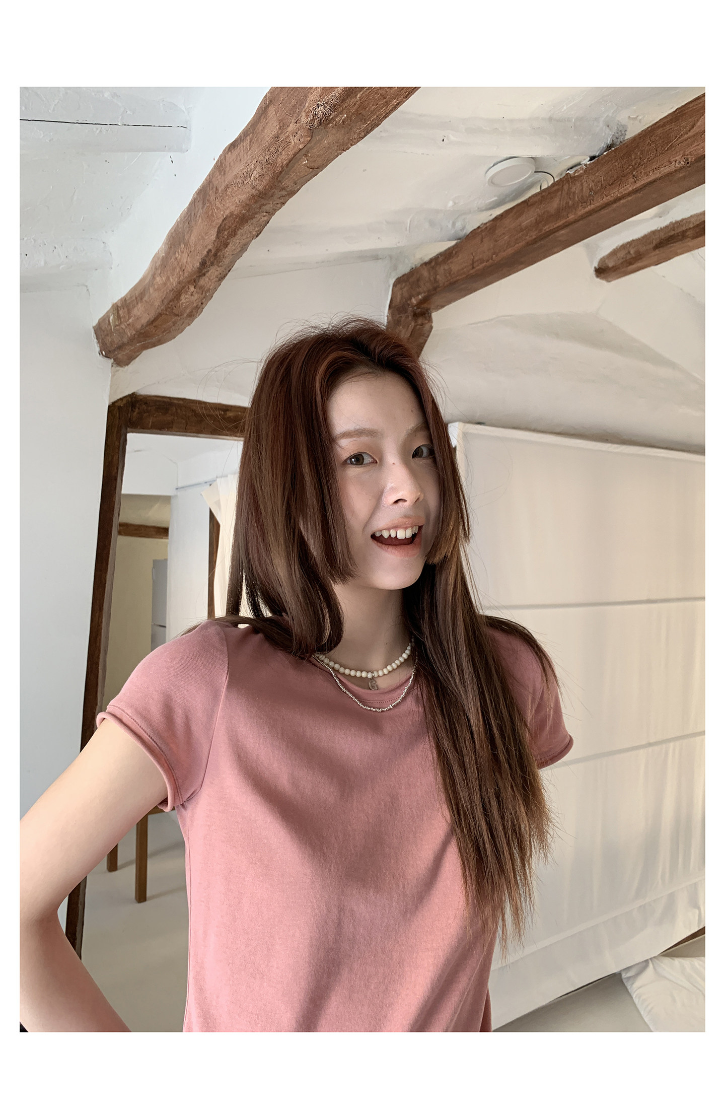 HelloooEat 多色基础款卷边显瘦T恤春夏休闲圆领套头百搭短袖上衣