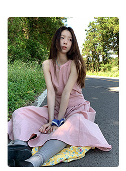 Hellooo Eat весенне-летнее новое платье без рукавов с круглым вырезом корейского стиля приталенное стройнящее сарафан средней длины