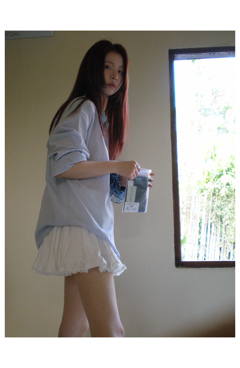 HelloooEat хлопковая легкая светло-голубая полосатая рубашка корейского стиля свободного кроя повседневная однобортная с длинными рукавами женская