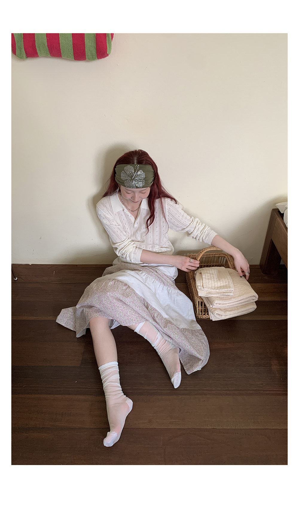 HelloooEat дизайнерская юбка-трапеция с цветочным принтом и вельветовыми вставками весна-лето корейский стиль