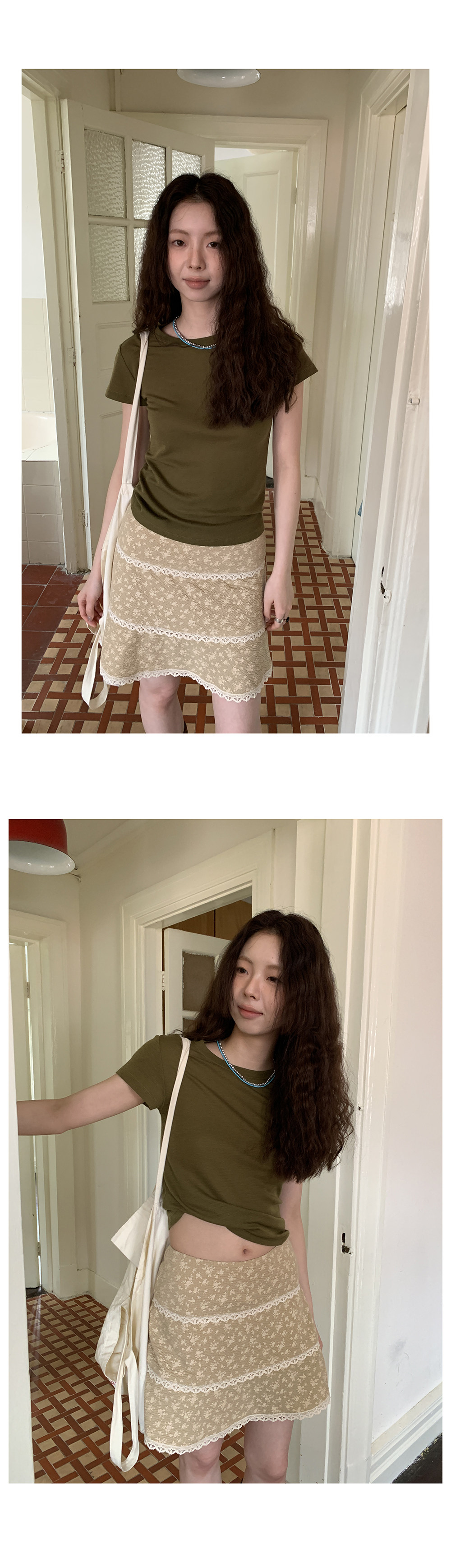 Hellooo Eat винтажная юбка-трапеция с цветочным принтом и кружевными вставками лето 2025