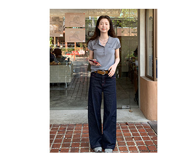 HelloooEat американская ретро вышитая вязаная рубашка с воротником поло повседневная универсальная приталенная с короткими рукавами