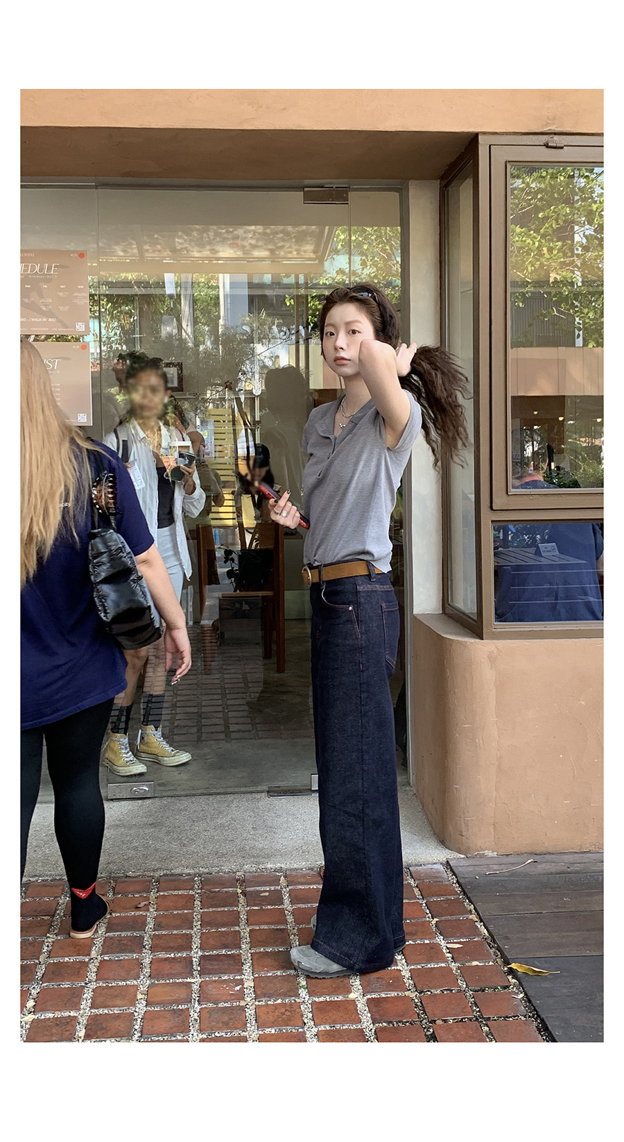 HelloooEat винтажные джинсы с контрастной строчкой натурального цвета ранняя весна женские универсальные стройнящие эластичные прямые повседневные брюки