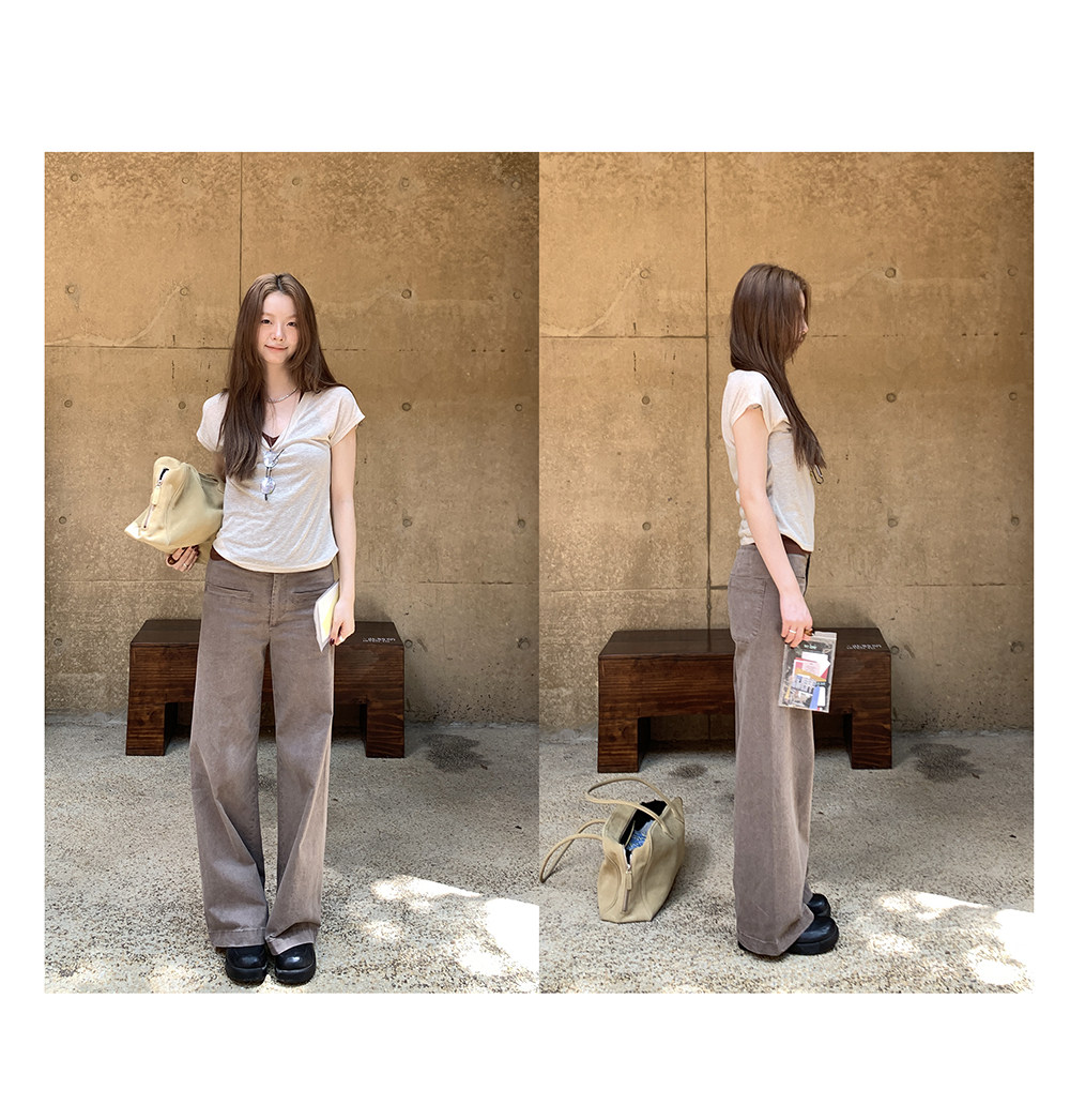 Hellooo Eat женские прямые брюки кофейного цвета с эффектом стирки, эластичные повседневные длинные брюки