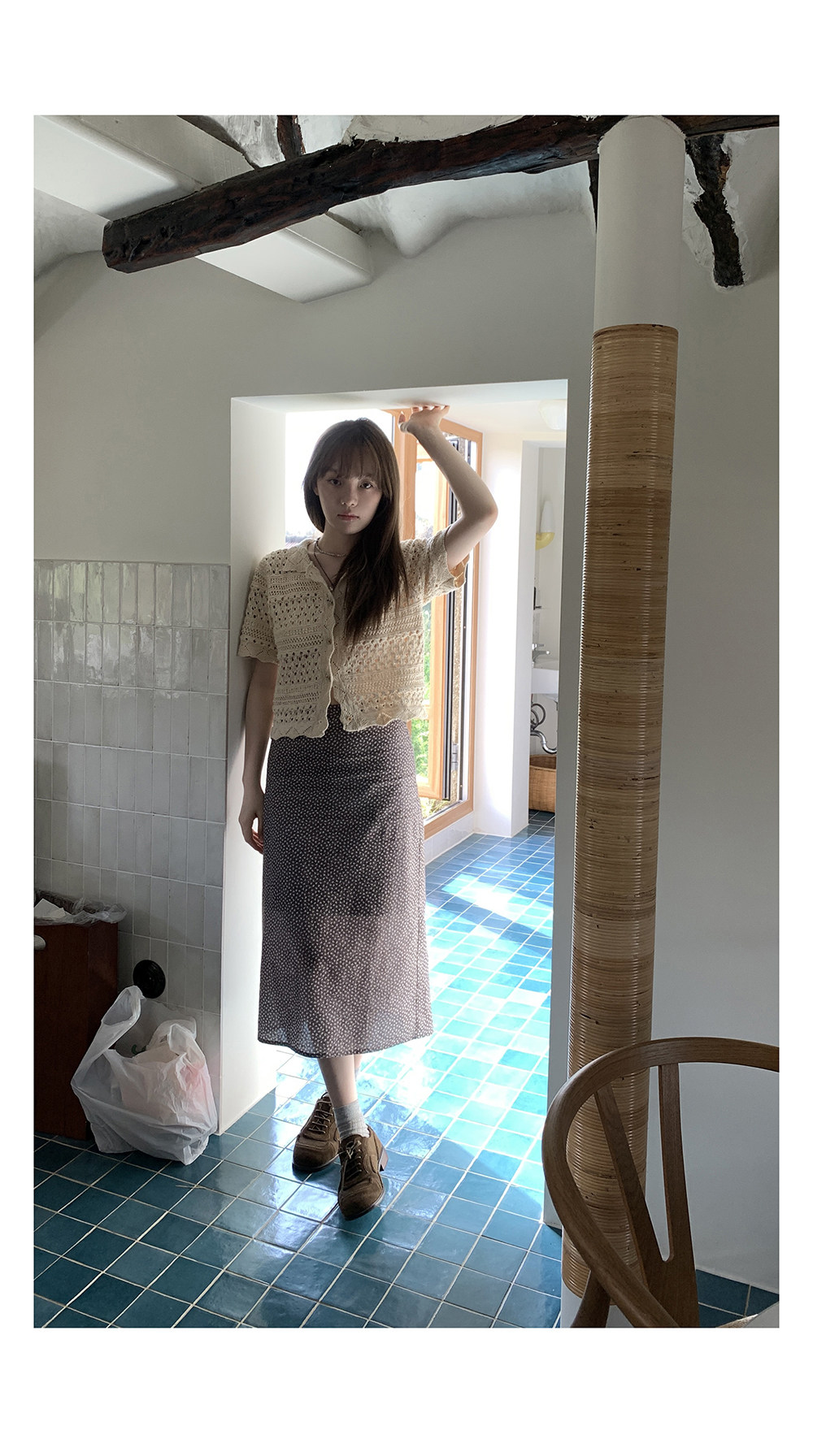 Hellooo Eat кардиган с ручной вязкой крючком в винтажном стиле 2025 абрикосовый с отложным воротником однобортный короткий рукав