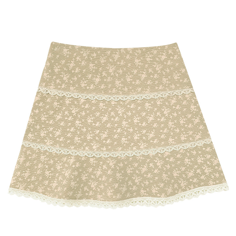 Hellooo Eat винтажная юбка-трапеция с цветочным принтом и кружевными вставками лето 2025
