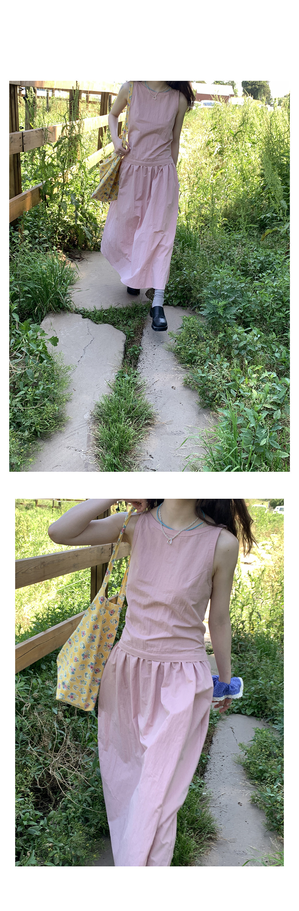 Hellooo Eat весенне-летнее новое платье без рукавов с круглым вырезом корейского стиля приталенное стройнящее сарафан средней длины